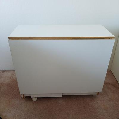 Folding Drop-Leaf cutting table for Sewing / Craft Table on Wheels