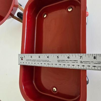 Mini Red Metal Wagon & Wheelbarrow Set – Doll or Display Size