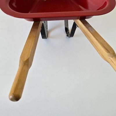 Mini Red Metal Wagon & Wheelbarrow Set – Doll or Display Size