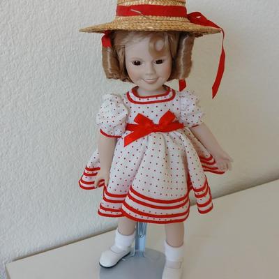 1987 Shirley Temple Porcelain Doll by MBI – Red Polka Dot Dress