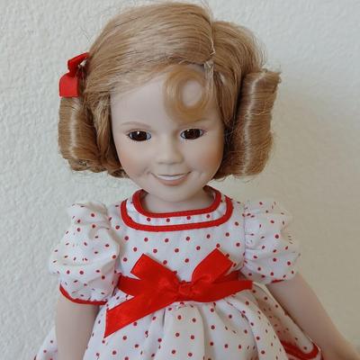 1987 Shirley Temple Porcelain Doll by MBI – Red Polka Dot Dress