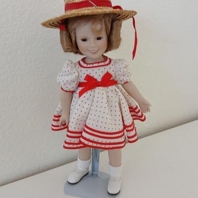 1987 Shirley Temple Porcelain Doll by MBI – Red Polka Dot Dress