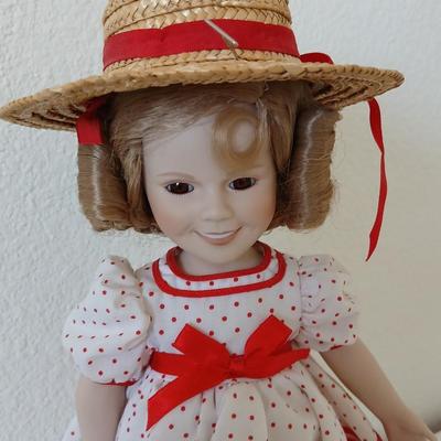 1987 Shirley Temple Porcelain Doll by MBI – Red Polka Dot Dress