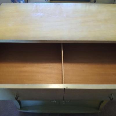 Vintage Mid-Century Modern Highboy & Lowboy Dresser Set – Sculpted Handles J.B. Augsuta Manufacturing Corporation