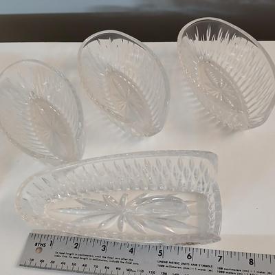 Vintage Stylehouse Stainless Steel Forks – Floral Pattern 70 piece set with 5 vintage Princess House Highlights Germany glass buffet holders