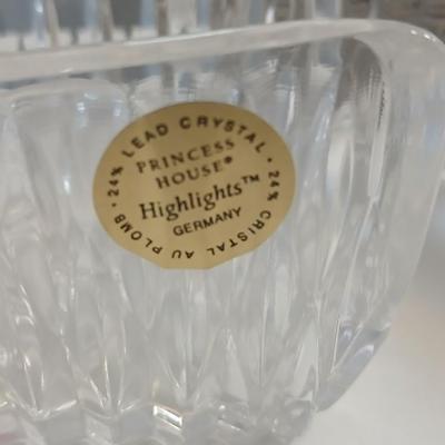 Vintage Stylehouse Stainless Steel Forks – Floral Pattern 70 piece set with 5 vintage Princess House Highlights Germany glass buffet holders