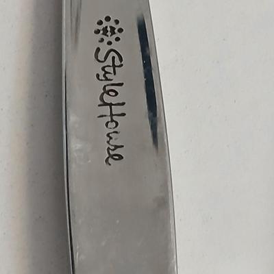 Vintage Stylehouse Stainless Steel Forks – Floral Pattern 70 piece set with 5 vintage Princess House Highlights Germany glass buffet holders