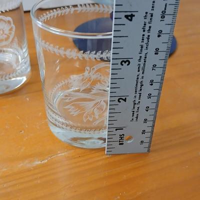 Vintage Princess House Crystal Pedestal Bowl – Wavy Rim with Cobalt Blue Base with 4 Portmeirion Glass Tumblers or Whisky Glasses -...