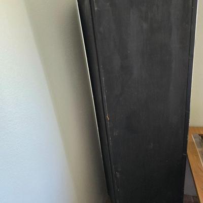 Vintage Black Lacquered Corner Cabinet with Chinoiserie Scene