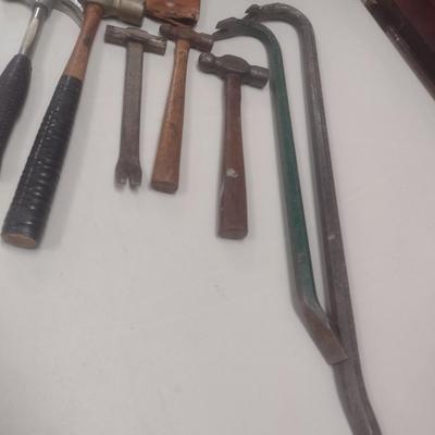 Collection of Hammers and Crow Bars Various Function and Head Weight