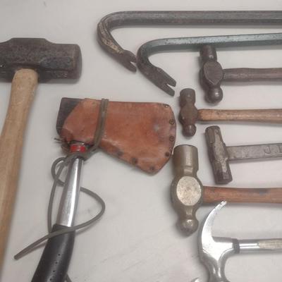 Collection of Hammers and Crow Bars Various Function and Head Weight