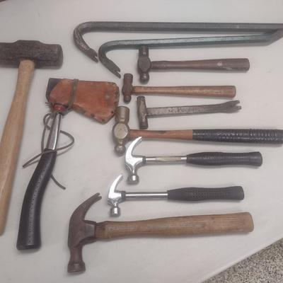 Collection of Hammers and Crow Bars Various Function and Head Weight