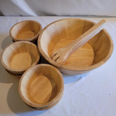 Harry and David Wooden Salad Bowl Set (K-EL)