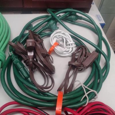 Collection of Various Gauge and Length Extension Cords Choice B