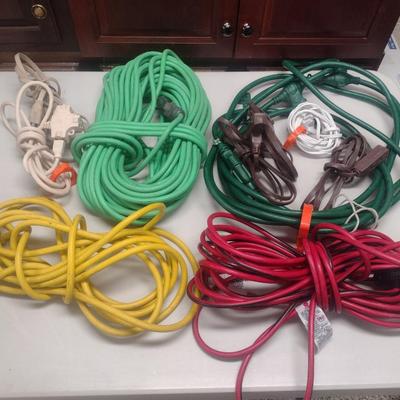 Collection of Various Gauge and Length Extension Cords Choice B
