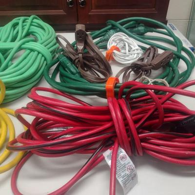 Collection of Various Gauge and Length Extension Cords Choice B