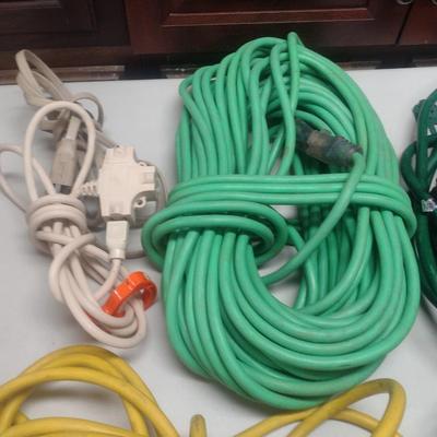 Collection of Various Gauge and Length Extension Cords Choice B