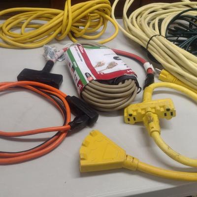 Collection of Various Gauge and Length Extension Cords Choice C