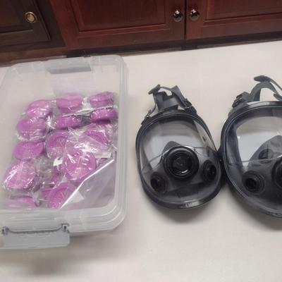 Pair of Full-Face Masks with New Filters