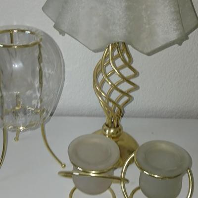 Elegant Gold Candle Holder Trio + Votive Lot