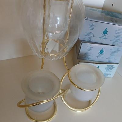 Elegant Gold Candle Holder Trio + Votive Lot