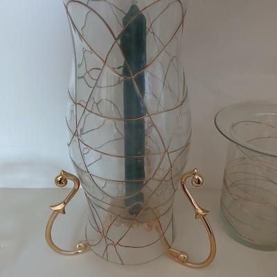 Party Lite Golden Swirl Glass Collection – 4-Piece Set with candles