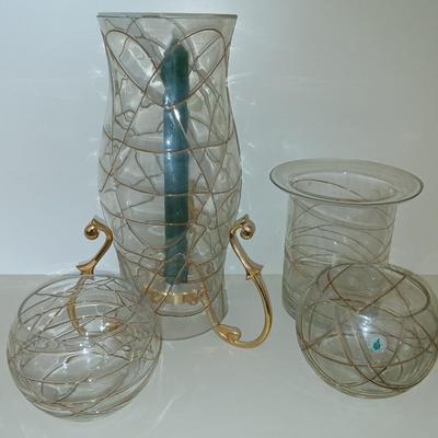 Party Lite Golden Swirl Glass Collection – 4-Piece Set with candles