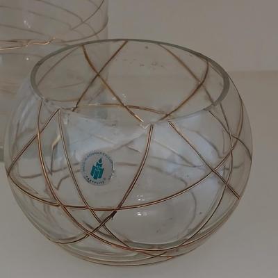 Party Lite Golden Swirl Glass Collection – 4-Piece Set with candles