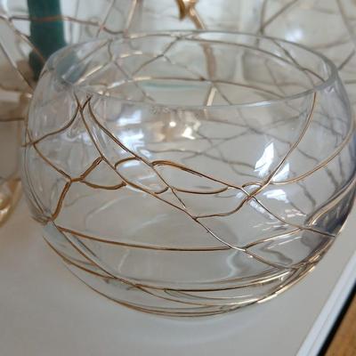 Party Lite Golden Swirl Glass Collection – 4-Piece Set with candles