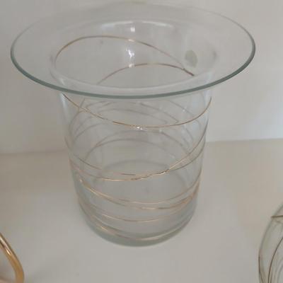 Party Lite Golden Swirl Glass Collection – 4-Piece Set with candles