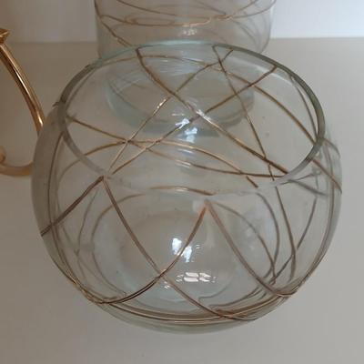 Party Lite Golden Swirl Glass Collection – 4-Piece Set with candles