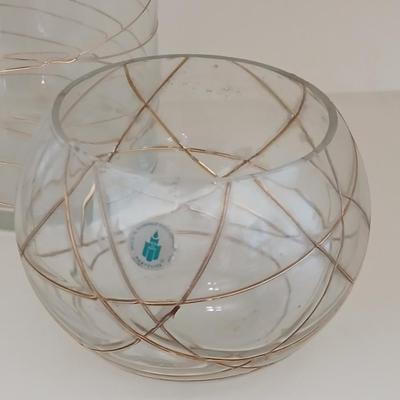 Party Lite Golden Swirl Glass Collection – 4-Piece Set with candles