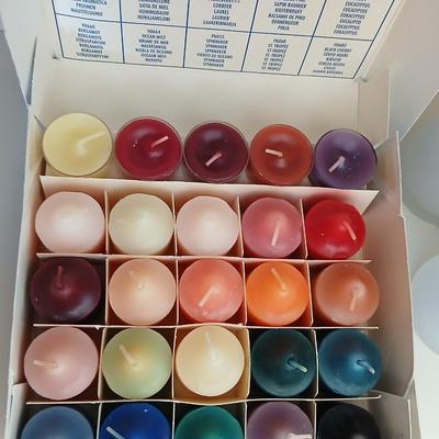 PartyLite Tealight Candle Sampler with 2 Frosted Glass Holders – 25 Scented Tealights and more candles