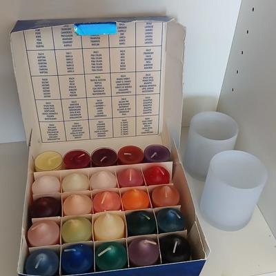 PartyLite Tealight Candle Sampler with 2 Frosted Glass Holders – 25 Scented Tealights and more candles