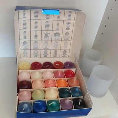 PartyLite Tealight Candle Sampler with 2 Frosted Glass Holders – 25 Scented Tealights and more candles