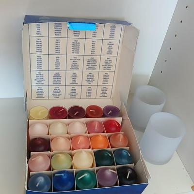 PartyLite Tealight Candle Sampler with 2 Frosted Glass Holders – 25 Scented Tealights and more candles