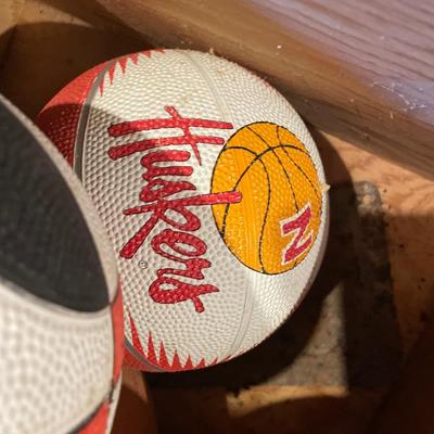Wood box of basketballs