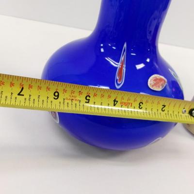 Made In Italy Blue Murano Hand Blown Vase Approx 14" Tall