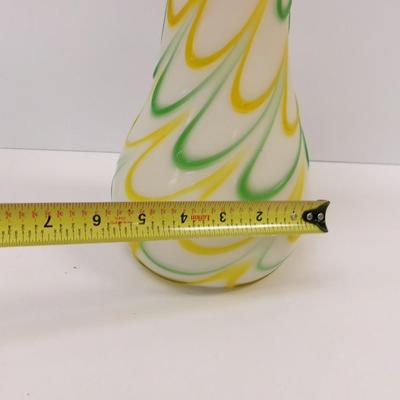 Hand Blown Ruffled Multi-Colored Vase Approx 14" Tall