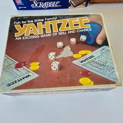 Vintage Board Game Lot – Yahtzee, Scrabble, Cribbage & Bridge for Two