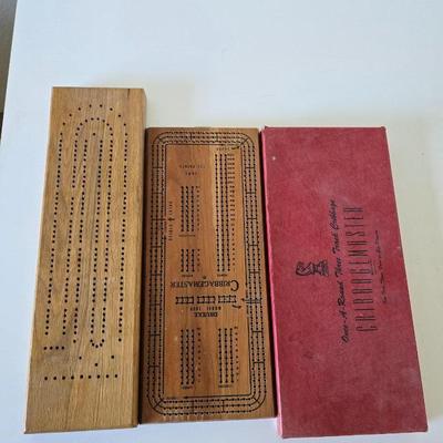 Vintage Cribbage Board Trio – Wood Boards + CribbageMaster Set