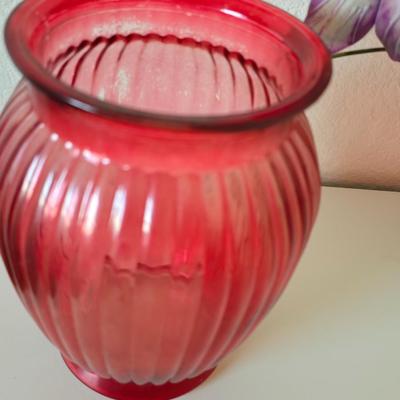 Vintage Home Décor & Party Lite Candle Set – Metal Pastel Floral Iris wall hanging & Pink Glassware