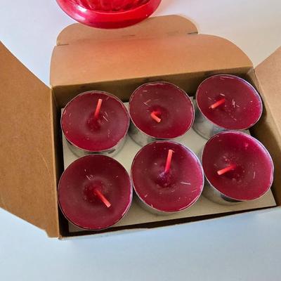 Vintage Home Décor & Party Lite Candle Set – Metal Pastel Floral Iris wall hanging & Pink Glassware