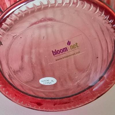 Vintage Home Décor & Party Lite Candle Set – Metal Pastel Floral Iris wall hanging & Pink Glassware