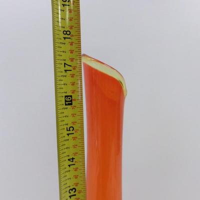 L. E. Smith Simplicity Pattern Swung Tall Yellow & Orange Amberina Glass Vase Approx 22" Tall #20