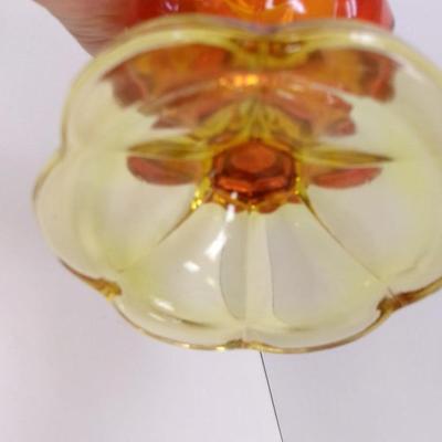 L. E. Smith Simplicity Pattern Swung Tall Yellow & Orange Amberina Glass Vase Approx 22" Tall #20