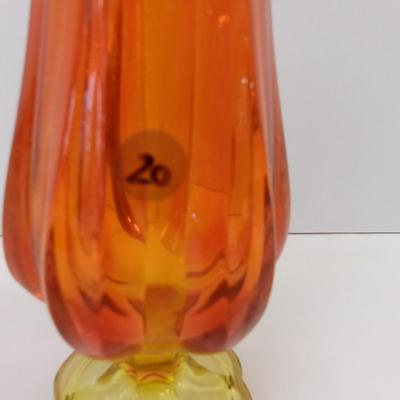 L. E. Smith Simplicity Pattern Swung Tall Yellow & Orange Amberina Glass Vase Approx 22" Tall #20