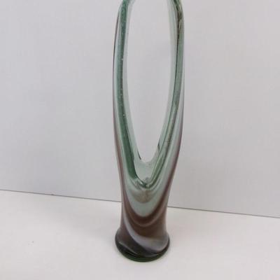 Hand Blown Swirl Glass Vase Approx 16 1/2" Tall #21