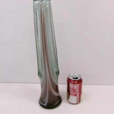 Hand Blown Swirl Glass Vase Approx 16 1/2" Tall #21