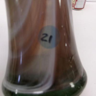 Hand Blown Swirl Glass Vase Approx 16 1/2" Tall #21